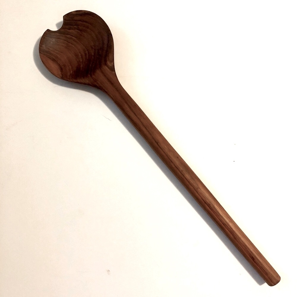 Vintage Teak Wood Heart Salad Serving Spoon 12” MCM Boho Single Replacement